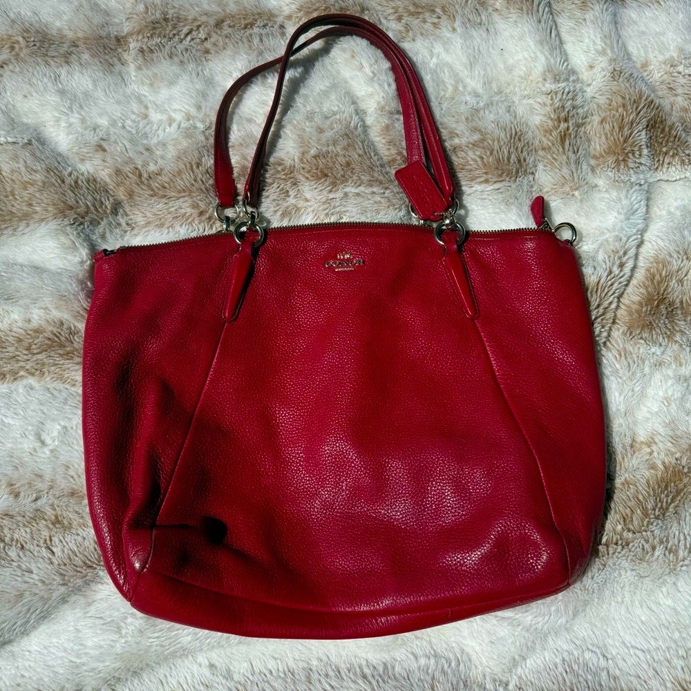 Coach Cherry Red Leather Tote